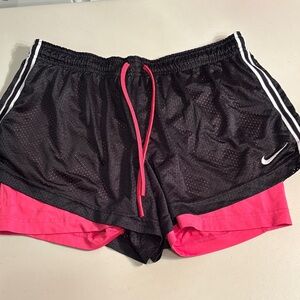 Nike Dri-fit Women's Black and Pink Athletic Shorts